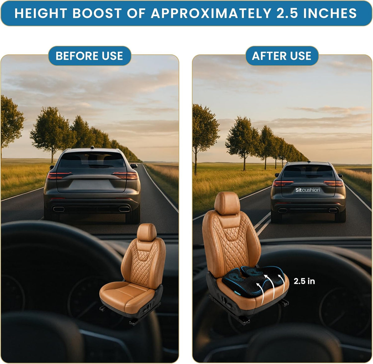 Car Seat Cushion for Driving, Sciatica Pain Relief Car Pillow and Seat Pad