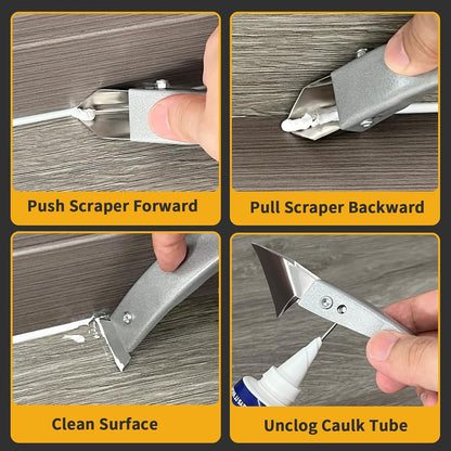 Caulking Tool-Caulk Remover Tool Kit,Grout Removal Tool,Silicone Bathroom Caulk Finishing Tool with Stainless Steel Scraper and Metal Handle for Bathroom,Kitchen,Bathtub,Sink Joint,Window