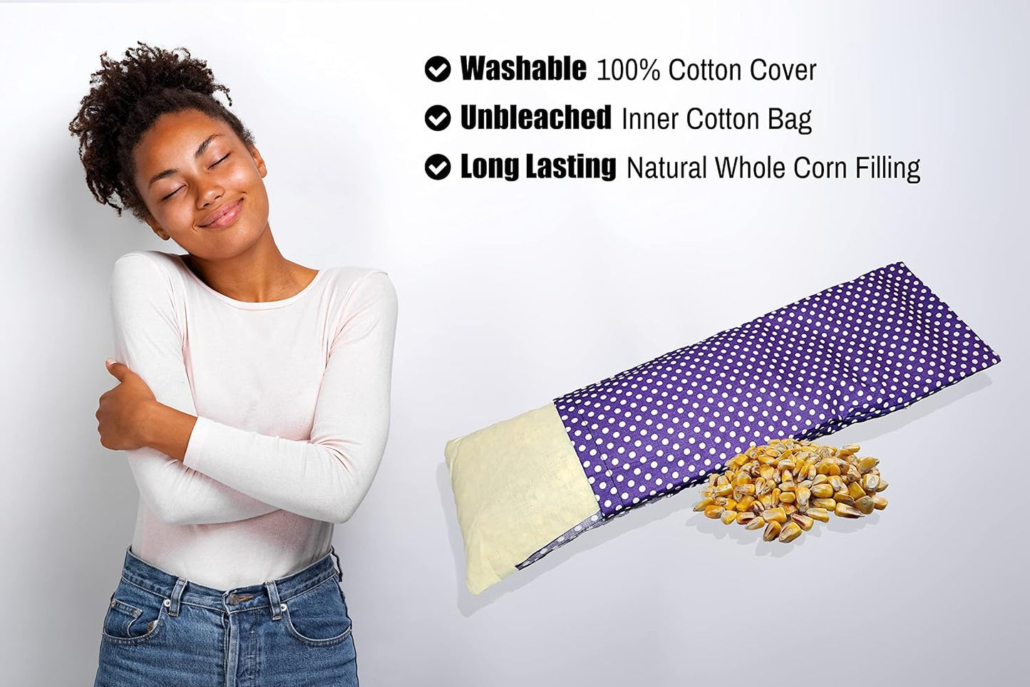 Microwavable Corn Filled Heating Pad and Cold Pack/Washable 100% Cotton Cover (Cross Hatch - Mint, 7.5in W x 11in L)