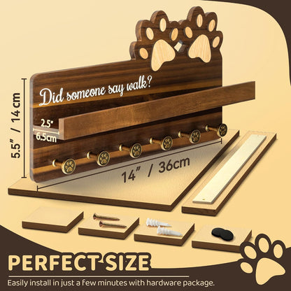 MTERSN Cute Dog Leash Holder for Wall for Pet Station Organizer, Brown