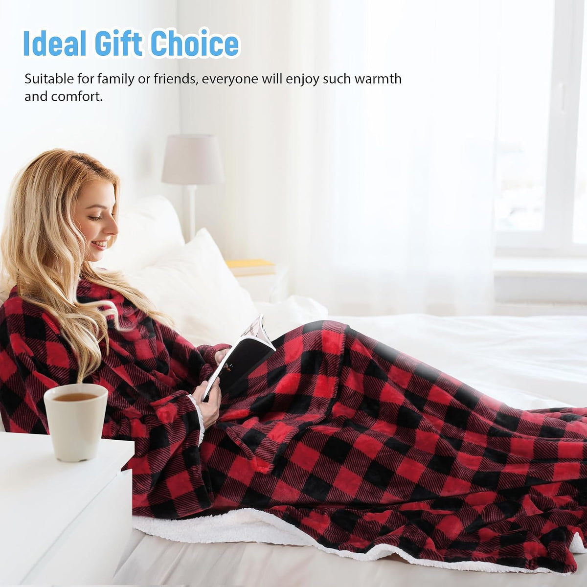 Catalonia Sherpa Wearable Blanket with Sleeves Arms