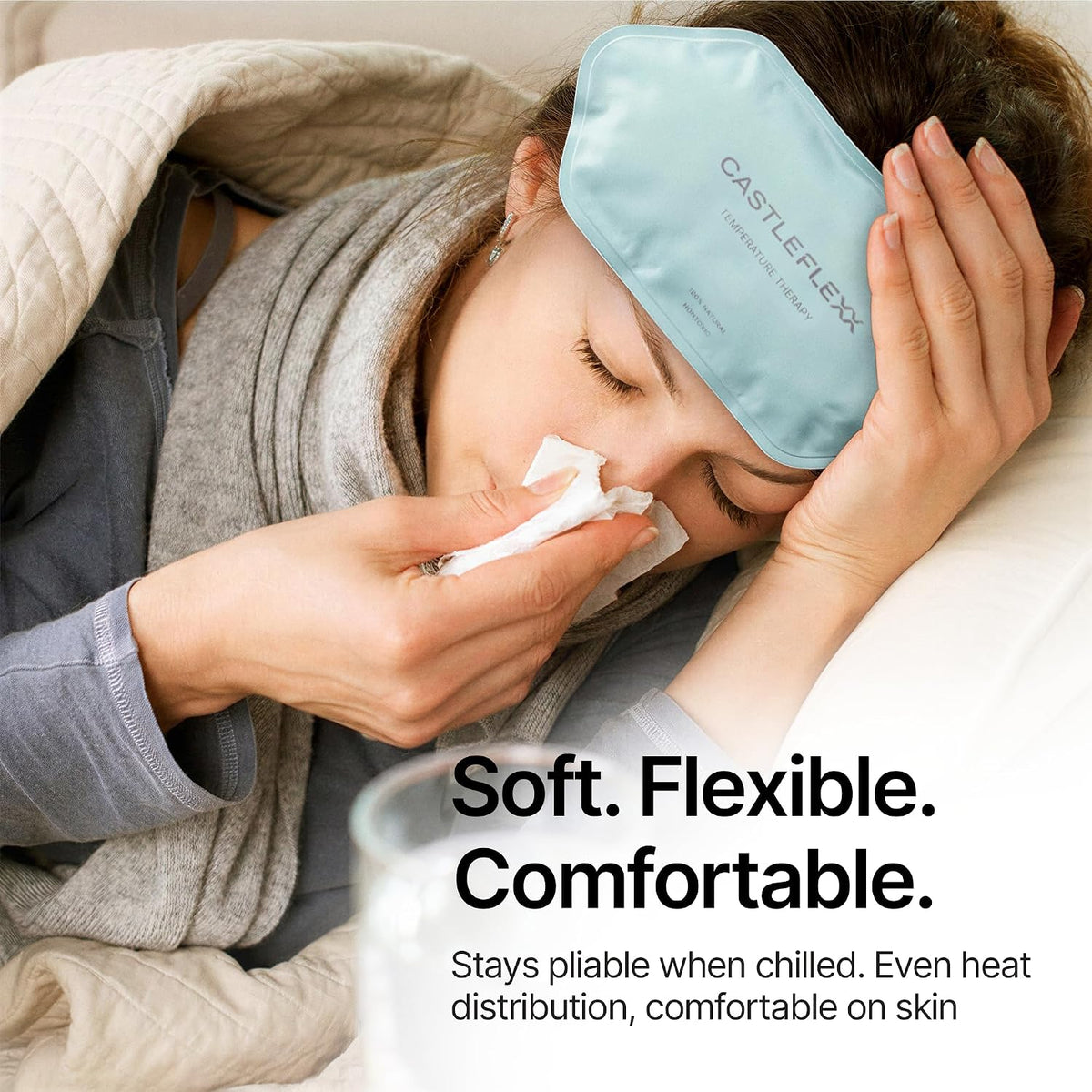 CastleFlexx Dual Hot & Cold Therapy Packs | Gel-Free, Flexible & Reusable for Neck, Shoulders, Joints & Muscles | Microwave & Freezer Safe | Ideal for Daily Relief - Earth