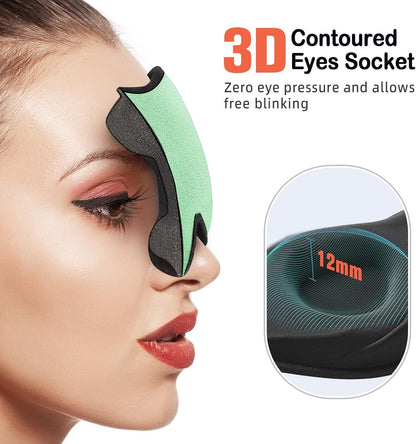 LitBear Sleep Mask for Side Sleeper Women Men, Eye Mask for Sleeping | Light Blocking 3D Contoured Sleeping Mask, Soft Breathable Sleep Eye Mask with Adjustable Elastic Strap for Travel, Black