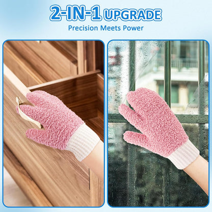 MIG4U Microfiber Dusting Gloves House Cleaning Glove for Blinds, Windows, Shutters, Furniture, and Car, Reusable Lint-Free Blue 1 Pair S/M