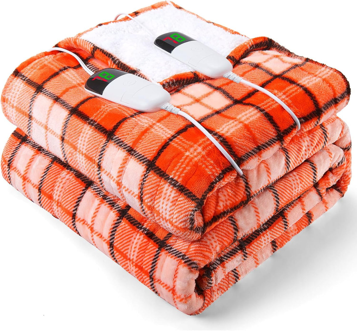 Heated Blanket Electric Throw 50X60 Heating Blanket with 10 Heating Levels 8 Hours Auto Off, Blue Plaid Sherpa Blankets Winter Warmer, Home Decor for Couch Bed Office,Gifts for Mom, Women,Washable