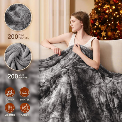 Homemate Heated Blanket Electric Heating Throw 50x60 Plush Faux Fur Sherpa