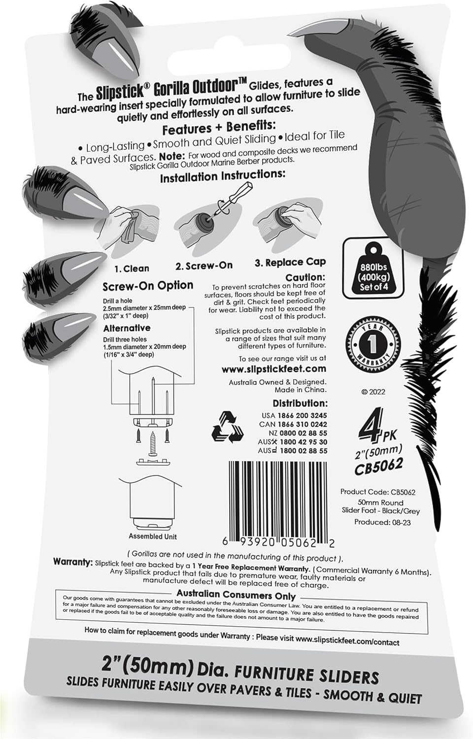 GorillaGlides 1 Inch Chair Sliders/Furniture Floor Protectors (16 Furniture Glides) Self-Adhesive Screw On Chair Glides for Sliding on Low-Pile Carpet & Hard Surface Floors, Round