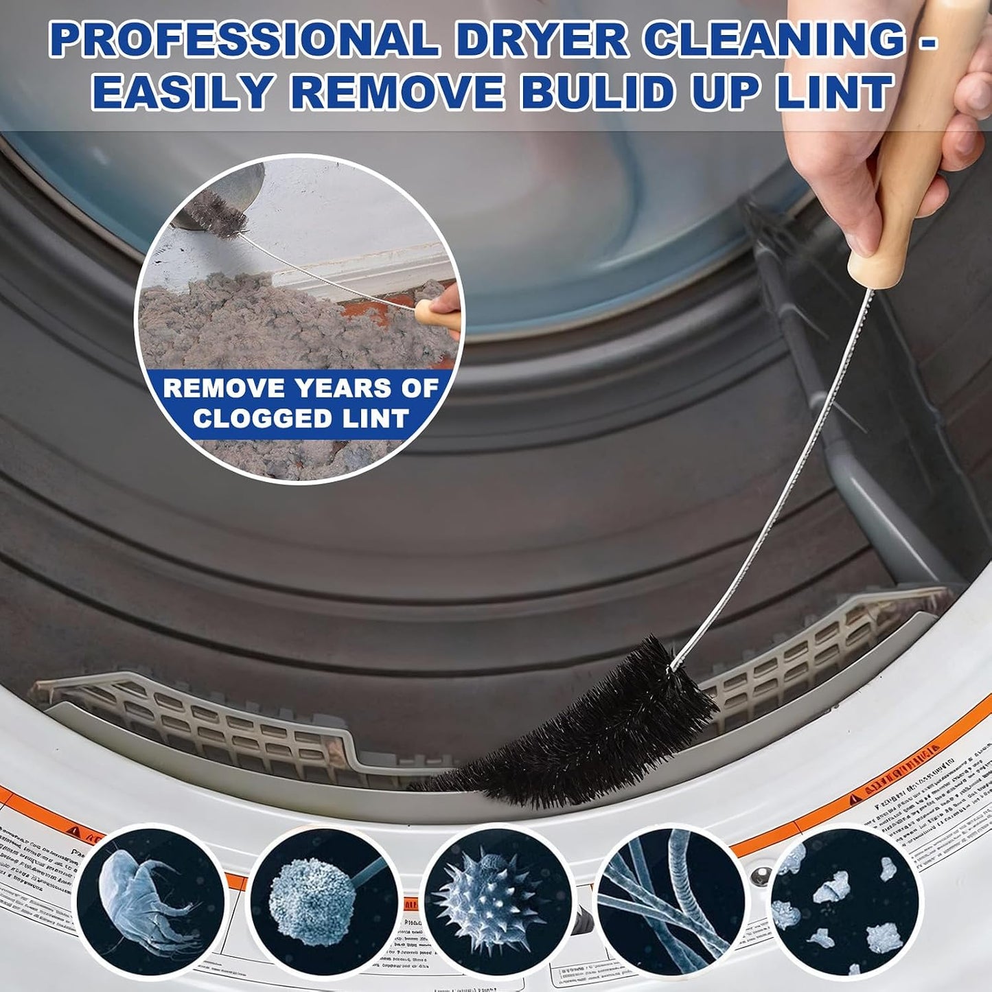 Sealegend Dryer Vent Cleaner Kit with Vacuum Hose Attachment & Brush Blue | Fits Most Vacuums, Loosens Stubborn Lint & Removes Hidden Dust, for Dryer Vents, Refrigerator Coils & Narrow Gaps