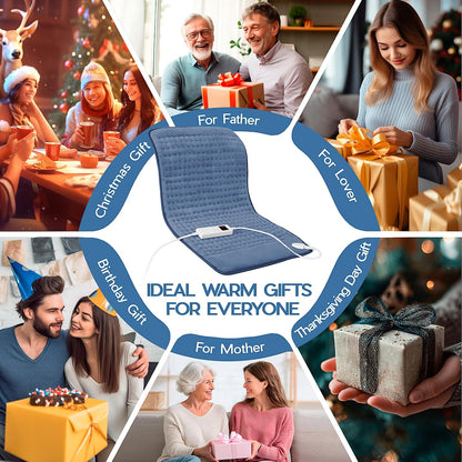 Heating Pad for Period Cramps, Heating Pad for Back/Neck/Shoulder Muscle Pain, 6 Heating&4 Timer Setting, Auto Shut Off, Dry/Moist Heat & Machine Washable, Gray Birthday Christmas Gifts for Women Mom