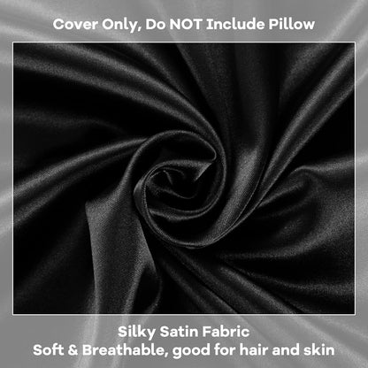 HOMBYS Satin Bed Wedge Pillow Cover Silky & Smooth Wedge Pillowcase 1 Pack 24x24x8, Soft & Breathable, Removable & Machine Washable-Zipper Design (Pillow Not Include), (Grey, 24"x24"x8")