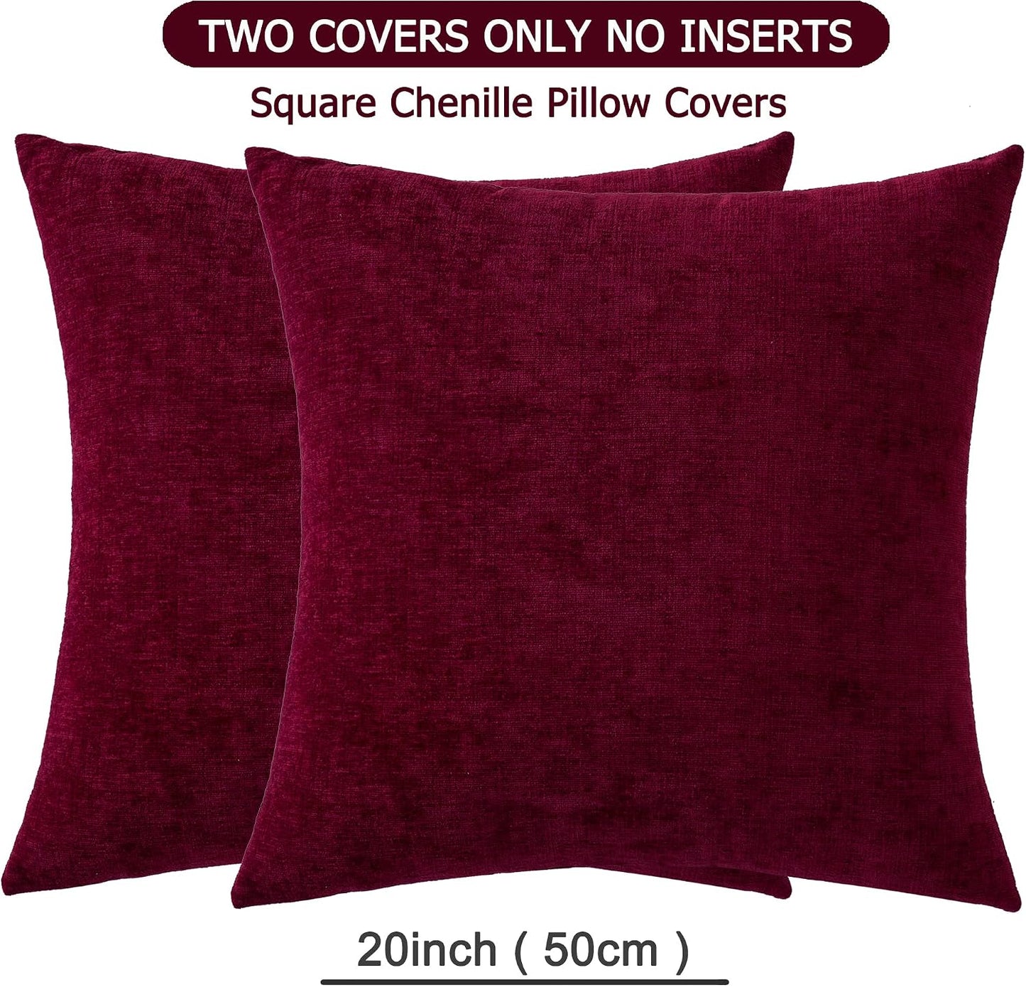 GAWAMAY Lumbar Support Pillow Decorative Rectangle Throw Pillow Covers 12"x20" Inch Set of 2, Soft Chenille Fall Pillowcase for Living Room Bedroom Sofa Couch Cushion Cover Grey 30x50cm (No Insert)