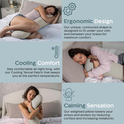 SleepCloud Weighted Body Pillow 6.5lbs, Cooling Tencel Cover, 41” x 10”