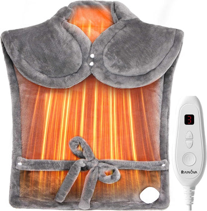 RAINOVA Heating Pad for Back,Neck and Shoulders, Electric Pad with 6 Heat Settings, Birthday Christmas Gifts for Women Men Mom Dad Elderly, Overheating Protection & ETL/UL Certified, Machine Washable