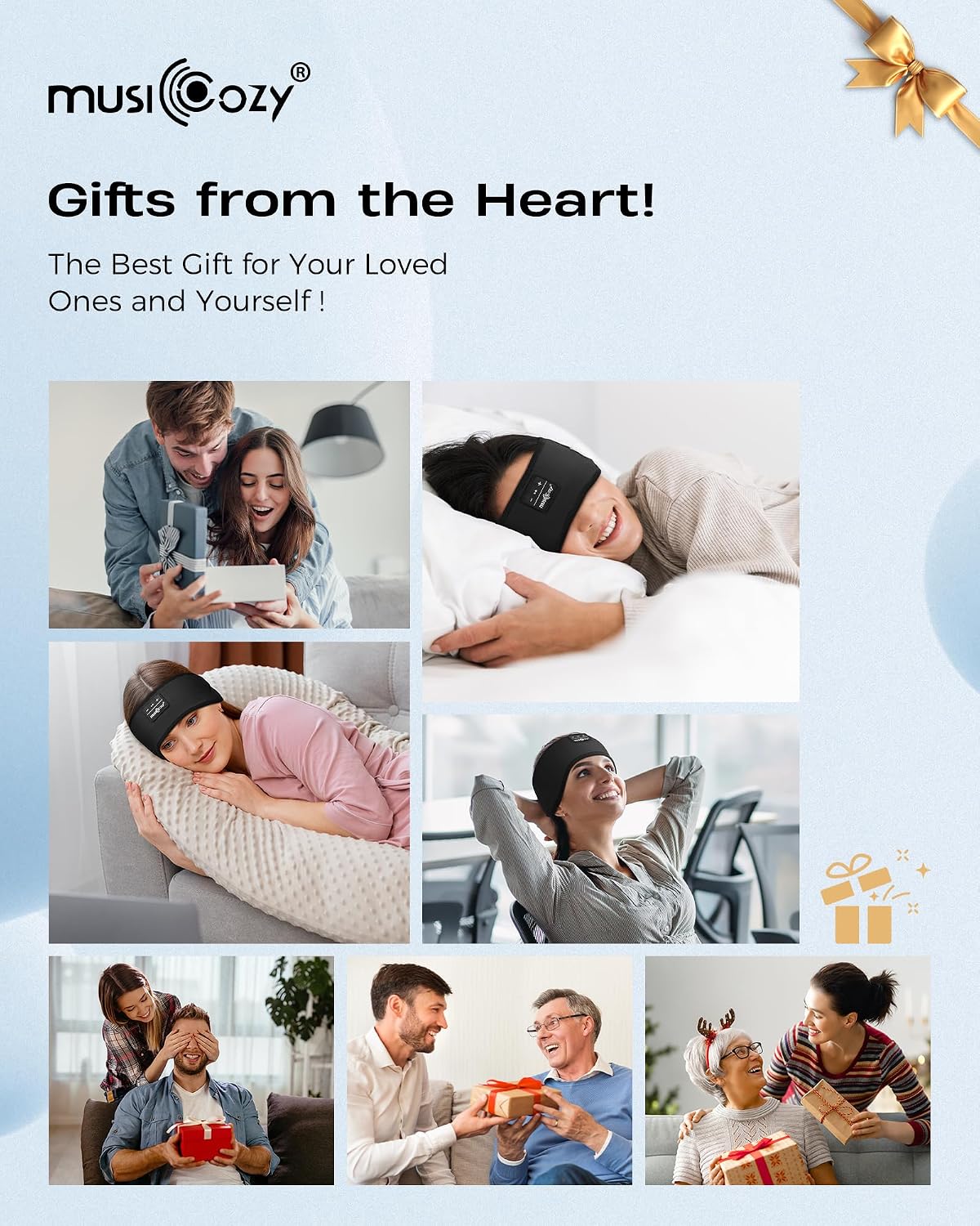MUSICOZY Sleep Headband Headphone Soft Bluetooth Headphones for Sleeping