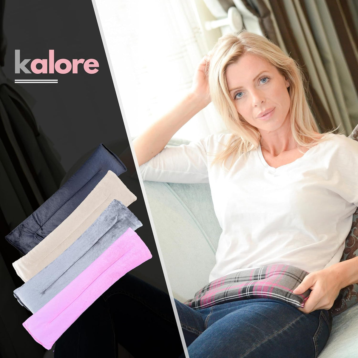 Microwavable Heating Pads for Winter Warmth, Back, Stomach & Head Comfort – Kalore Soft Cotton Tartan Neck Wrap – Even Heat Distribution Hot Compress Bag – Wheat Heat Pad XL – Unscented – Gray