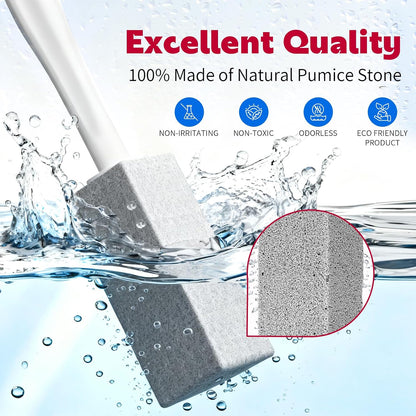 W&E Choice Toilet Pumice Stone 4 Pack, Pumice Stone for Bathtub Cleaning with Extra Long Handle, Toilet Brush for Cleaning Toilets, Bathtubs, Grills, Swimming Pools, Sinks