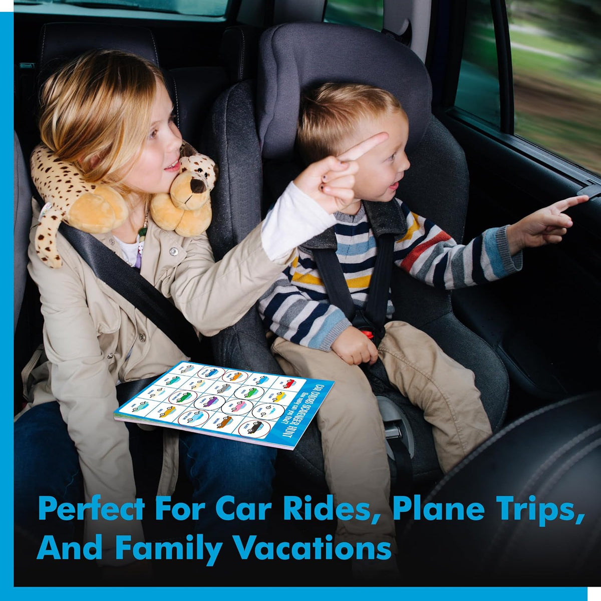 Road Trip Game Pad, 80 Perforated Sheets Travel Activity Pad, 5 Games in 1 Pad, Plane, Car Trip Activity, Pen Pencil & Paper Game for Kids, Adults (6” x 9”)