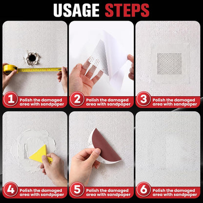 Drywall Repair Kit 30 Pack, 2/4/6/8 inch Drywall Repairs Patch, Dry Wall Patch with Scraper and Sandpaper for Drywall Repair Patch Kit