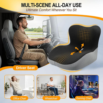 Allaboutsla Car Seat Cushion with Lumbar Support Pillow, Car Back Support | L-Shaped Ergonomic Memory Foam Seat Cushion, Car Seat Cushions for Driving, Driver Cushion and Back Support for Car, B&G