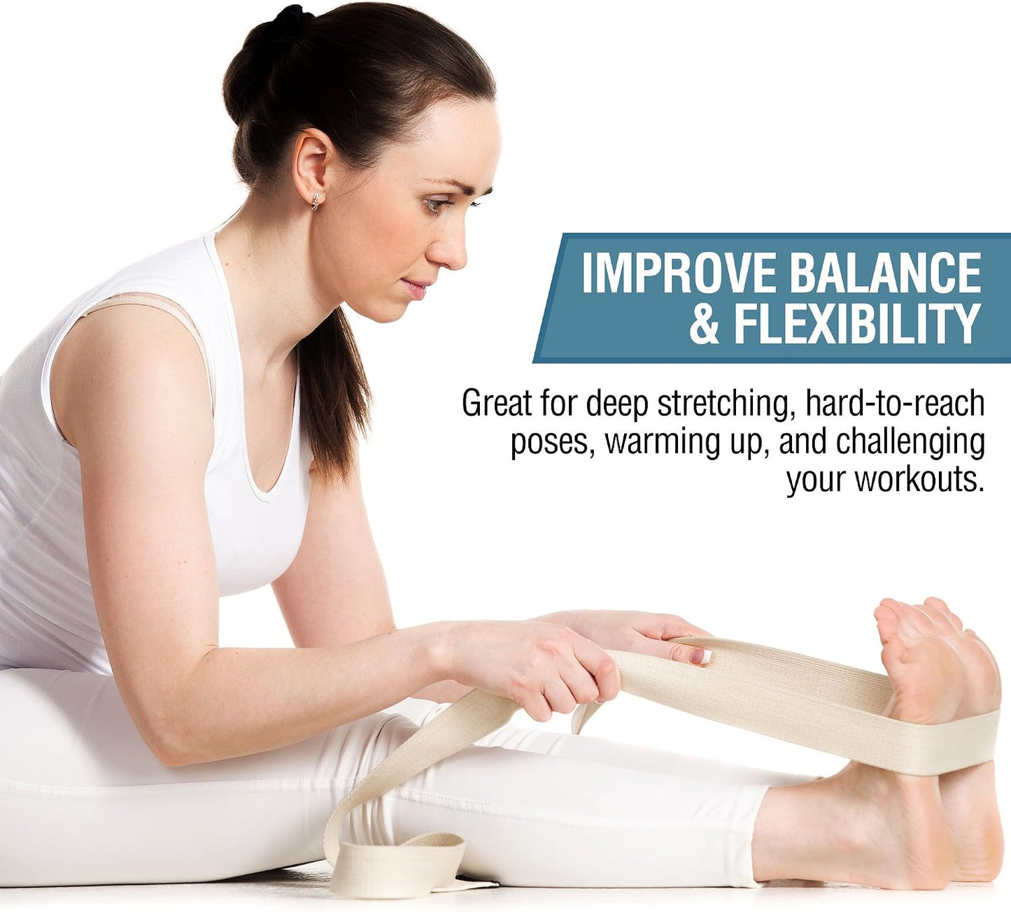 Stretching Straps and Yoga Blocks - Yoga Beginner Kit for Pilates & Gym | For Home Workouts - Hold Poses, Stretch, Improve Flexibility & Maintain Balance. BONUS Exercise Guide