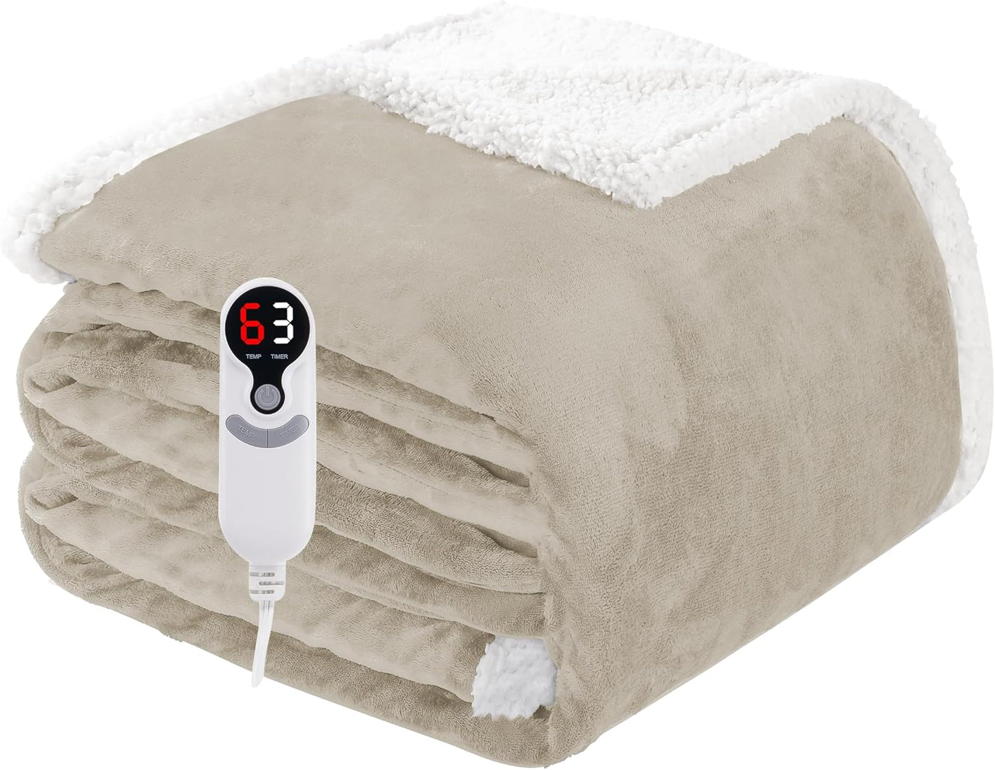 Soypipo Electric Heated Throw Blanket 50"x60", Faux Fur Plush with 4 Heat Settings & 2/4/8/10H Auto Shut-Off, Overheat Protection, Machine Washable, for Office & Chair, Dark Grey