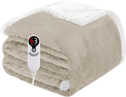 Soypipo Electric Heated Throw Blanket 50"x60", Faux Fur Plush with 4 Heat Settings & 2/4/8/10H Auto Shut-Off, Overheat Protection, Machine Washable, for Office & Chair, Dark Grey
