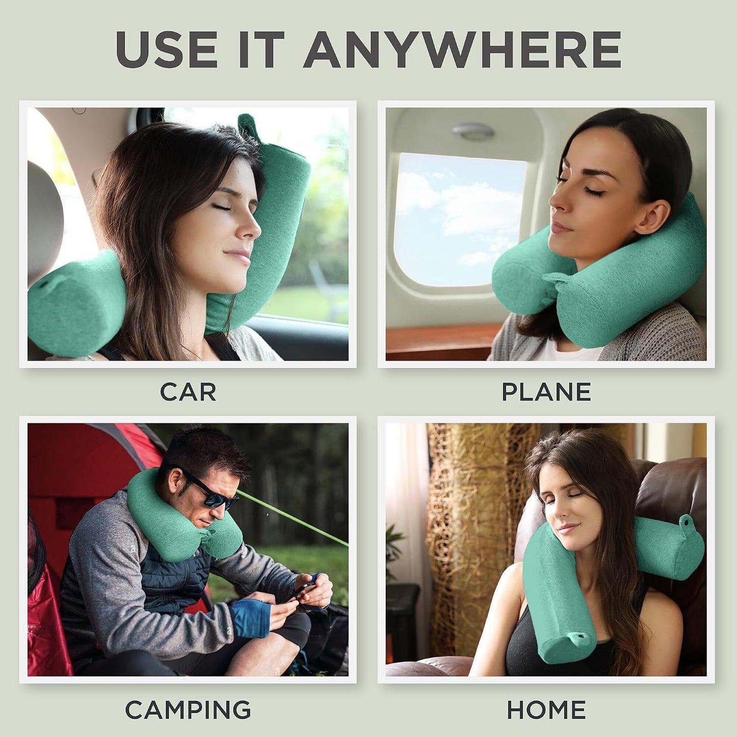 Dot&Dot Twist Memory Foam Travel Pillow, Bendable Neck Pillow for Airplane, Car and Home, 26-Inch Adjustable Roll with Washable Cotton Cover, Gray