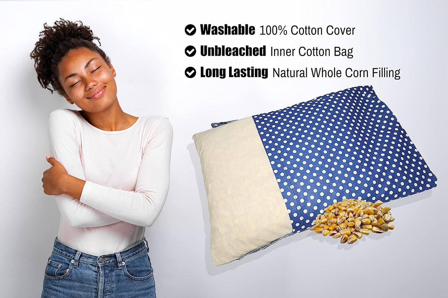 Microwavable Corn Filled Heating Pad and Cold Pack/Washable 100% Cotton Cover (Cross Hatch - Mint, 7.5in W x 11in L)