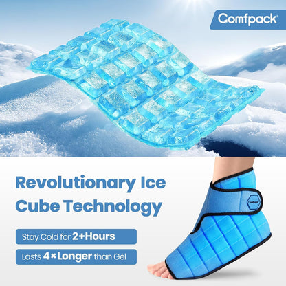 Comfpack Ankle Foot Ice Pack Wrap,2 Hours Cold for Plantar Fasciitis Relief | Large Coverage for Feet Pain Relief, Reusable Ice Boot for Injuries, Sprained Ankle, Swelling, Achilles Tendonitis, Surgery