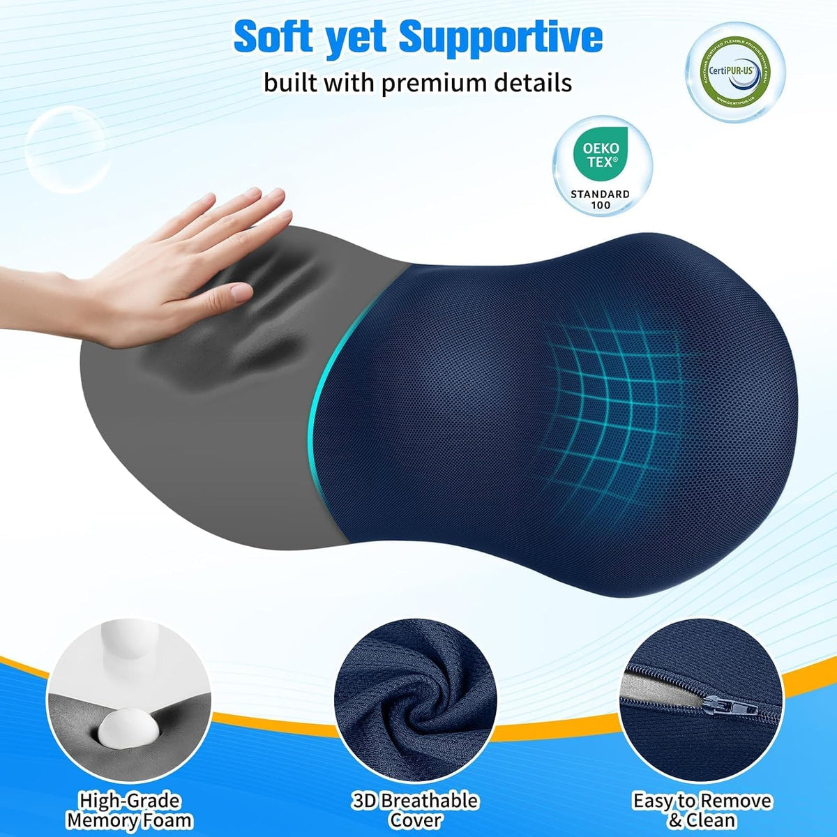 SweetSlubr Lumbar Support Pillow for Office Chair, Back Support, Black