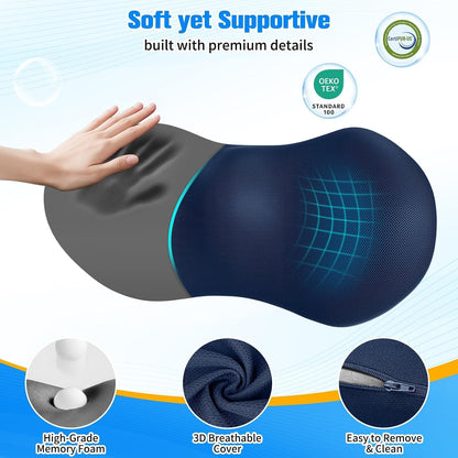 SweetSlubr Lumbar Support Pillow for Office Chair, Back Support, Black