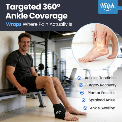 Hilph Ankle Ice Pack Wrap for Swelling, Gel Cold Pack for Ankle Sprained | Easy to Wear, Reusable Hot Cold Compress for Surgery Recovery, Plantar Fasciitis, Foot Pain Relief, Achilles Tendonitis, Blue