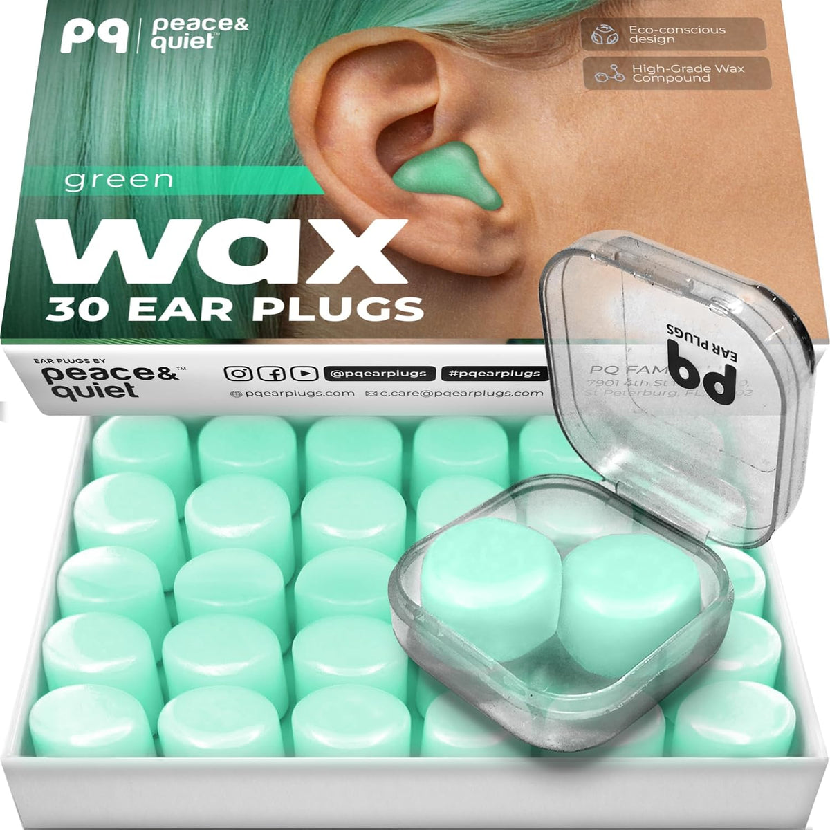 Peace&Quiet PQ Wax Ear Plugs for Sleeping - 30 Silicone Wax Earplugs