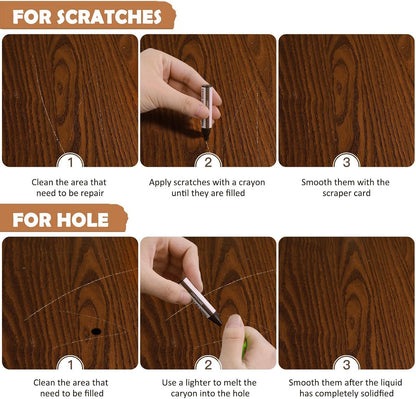 DEWEL Wood Furniture Repair Kit, Upgrade Wood Filler, Furniture Touch Up Markers with Wax Sticks, 42 Pcs Floor Touch Up kit for Scratches, Cracks, Hole, Laminate, Table, Bedposts