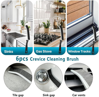 Crevice Cleaning Brush, Bathroom Gap Cleaning Brush, Hard Bristle Brush for Cleaning, Multifunctional Gap Brush, for Blind, Baseboard, Fan, Window or Sliding Door Track (5pcs)