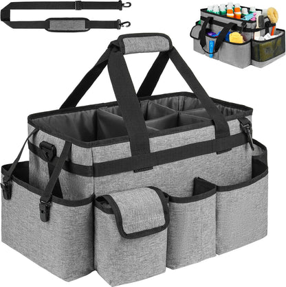 Cleaning Caddy Bag,Large Cleaning Supplies Organizer with Handle for Housekeepers,Purple