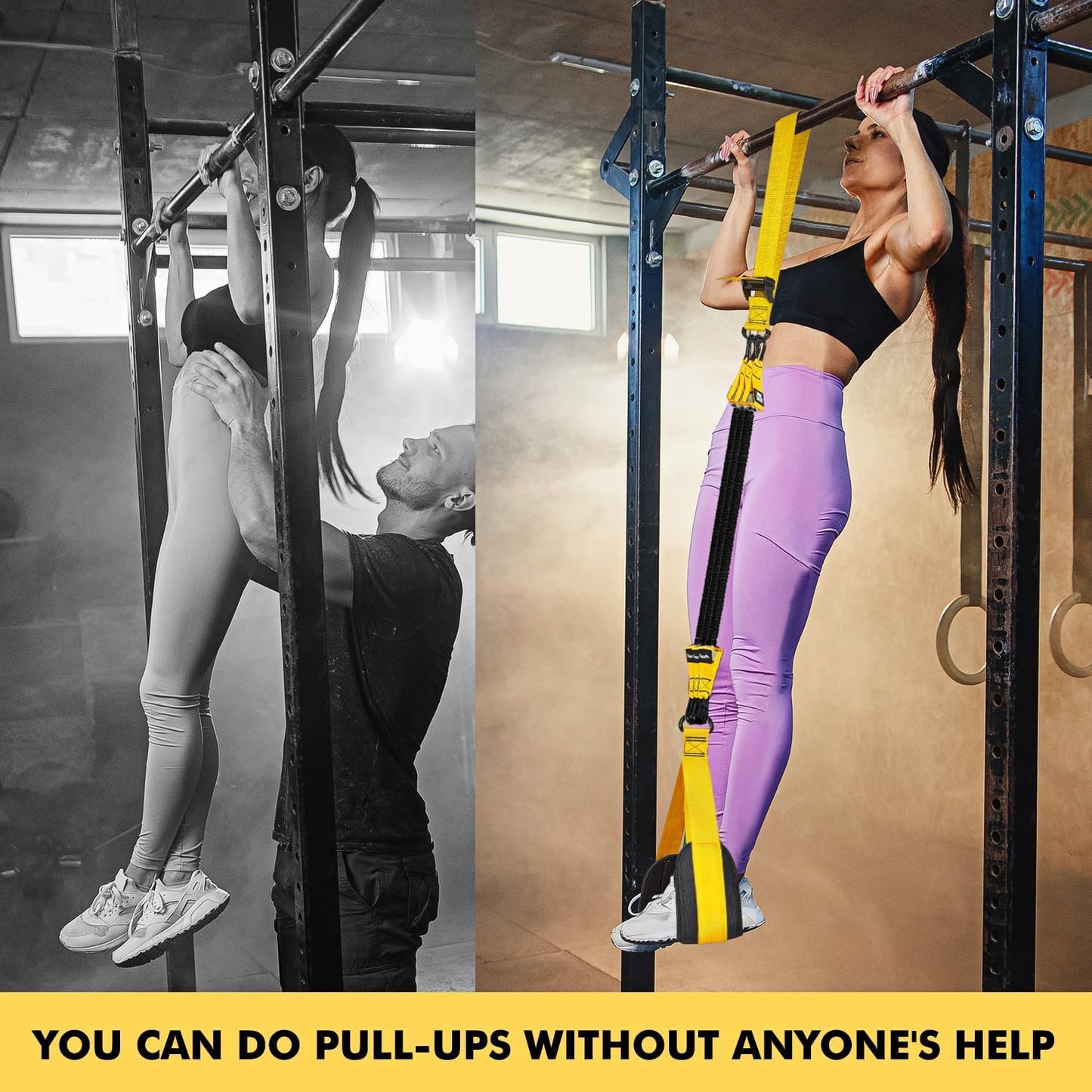 HPYGN Two Foots Pull Up Assistance Bands, Heavy Duty Resistance Band for Pull Up Bar, Adjustable Weight/Size with Fabric Feet/Knee Rest, Bands for Pull Up Assist for Strength Training, Pull Up