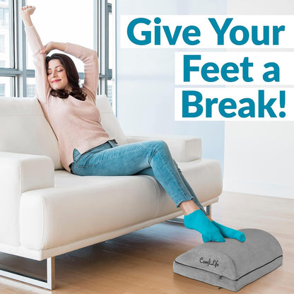 ComfiLife Foot Rest for Under Desk at Work – Adjustable Height Memory Foam Foot Stool for Under Desk, Office Chair & Gaming Chair – Ergonomic Footrest for Back & Hip Pain Relief (Black)