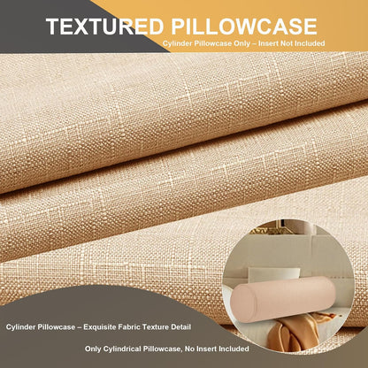 Tinbolunce Neck Roll Pillowcases with Zipper - Full Moon Bolster/Round Cylinder Pillow Case Cover for Bedroom, Living Room, Sofa - Solid Color Cervical Throw Pillow Covers