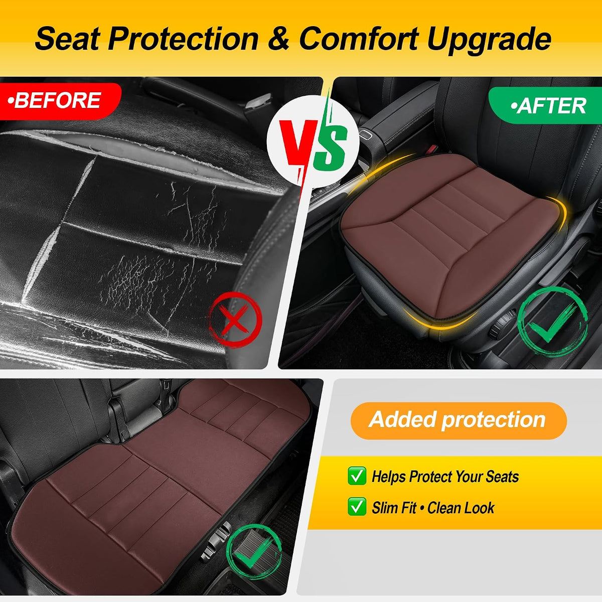 kingphenix Memory Foam Car Seat Cushion for Driver and Office Chair Comfort