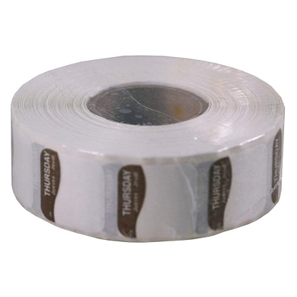 DayMark Day of the Week Dissolvable Label, Thursday, 3/4" x 3/4", Brown (Roll of 1000)