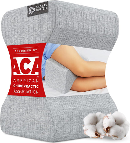 5 STARS UNITED Knee Pillow for Side Sleepers - Hip Pain Relief, Memory Foam Leg Cushion for Side Sleeping - Between Legs Pillow for Sciatica & Lower Back Pain, White