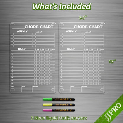 JJPRO Non-Magnetic Dry Erase Calendar for Fridge, Monthly Calendar, Weekly Planning Board Bundle for All Smooth Surfaces. Clear Reusable Calendar Stick to Fridge,Cabinet,Door&Glass