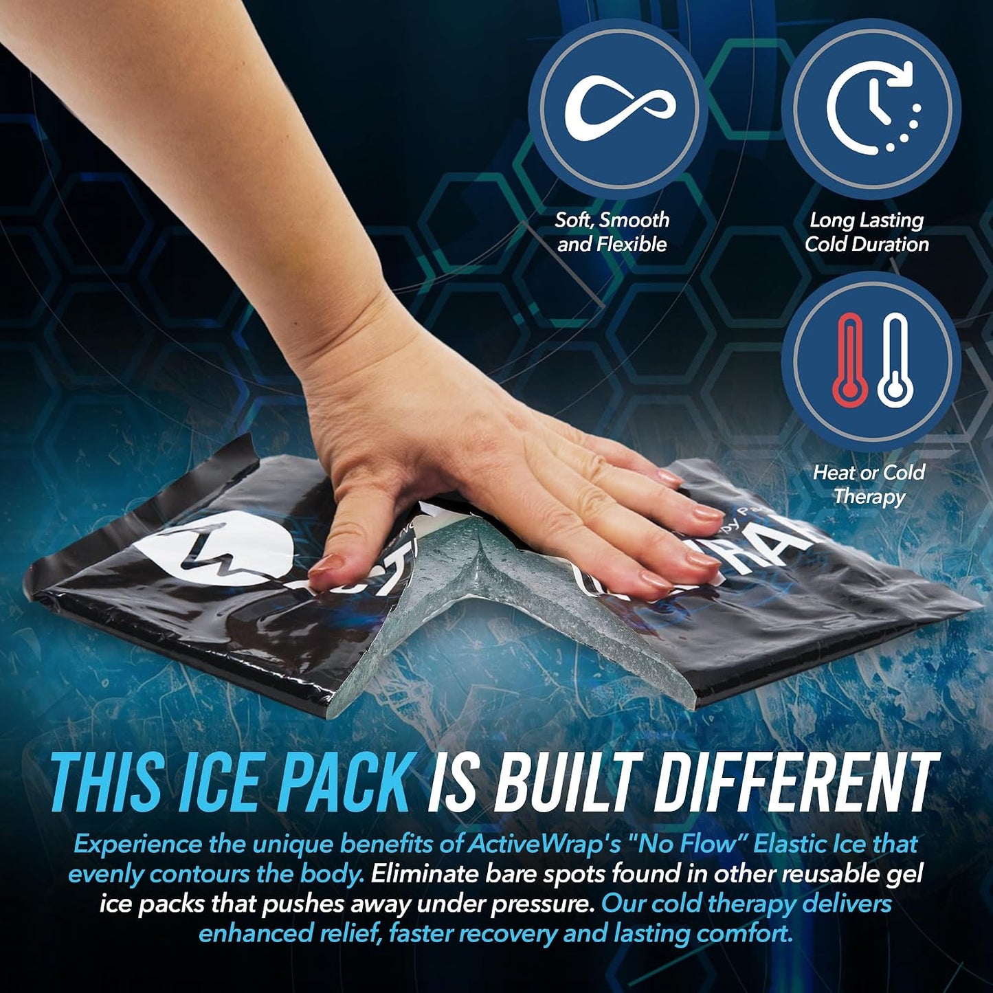 ActiveWrap Knee Ice Pack Wrap - Includes 2 Reusable Gel Ice Packs for Cold & Heat Therapy, PT-Designed Compression Relief for Knee Pain, Swelling & Surgery Recovery, One Size Fits Most