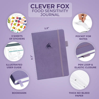 Clever Fox Food Sensitivity Journal & Symptom Diary, 8.5x11 Purple