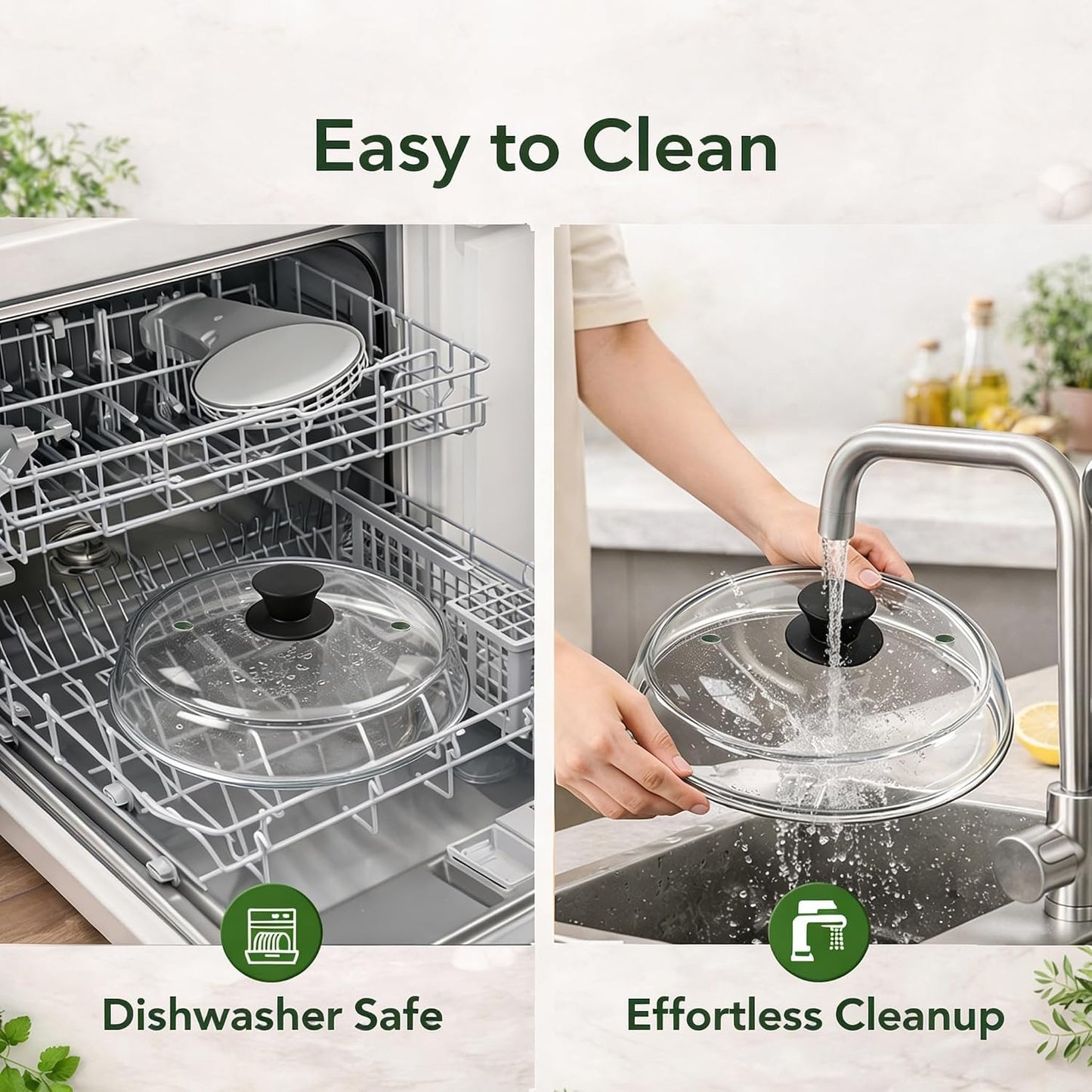 10" Glass Microwave Splatter Cover with Silicone Mat | 100% Metal-Free, Ceramic Screw, Heavy-Duty Borosilicate Glass, Anti-Scald Handle, BPA-Free, Dishwasher Safe
