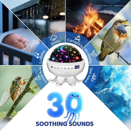 Baby Sound Machine with Night Light Projector,30 Sounds White Noise Machine | 31 Colors&4 Films,Remote,Timer,3 Brightness,360° Rotation,Sleep Soother,Sensory Light Autism Toys,Baby Shower Gifts,Baby Kids