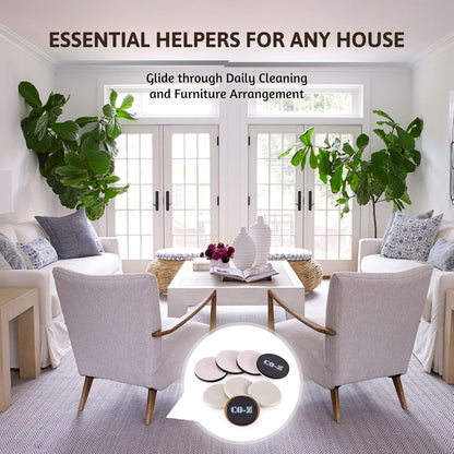 CO-Z Felt Furniture Sliders - 16 Pack with 8 Plastic & 8 Felt Sliders, 3 1/2" Reusable Furniture Sliders for Carpet Hardwood Floors, Heavy-Duty Furniture Gliders Movers, Moving Pads for Hard Surfaces