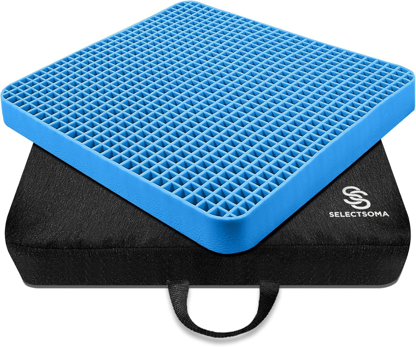 SelectSoma Gel Seat Cushion for Long Sitting, Pressure Relief for Sciatica, Tailbone, Coccyx & Back Pain, Office Chair, Wheelchair, Car & Truck – Standard Size Blue Gel