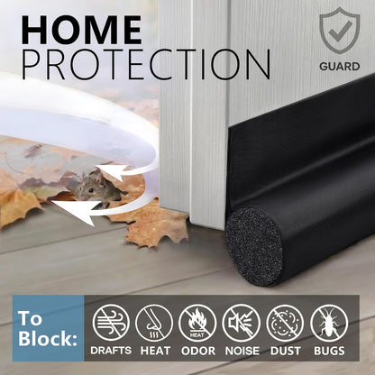 HomeProtect Door Draft Stopper Weather Stripping Door Seal Under Door Sweep Block Cold Air Gaps Front Soundproof Draft Blocker for Bottom of Door Suitable for Interior/Exterior,White